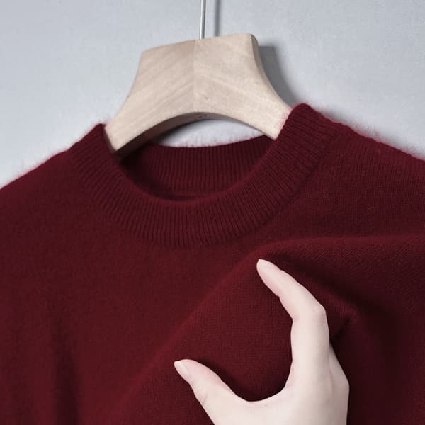 Autumn and winter new round neck sweater men's casual solid color inner warm base sweater sweater men's clothing-3